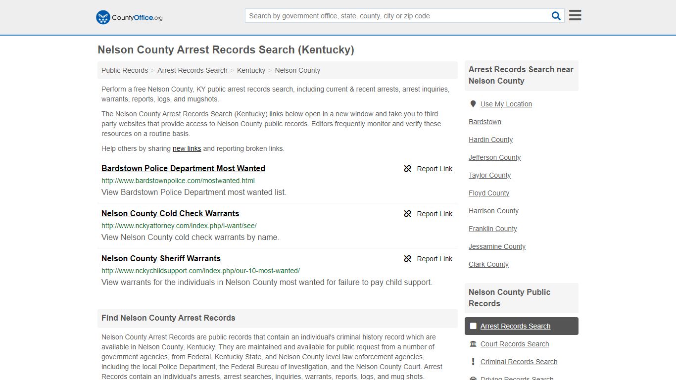 Arrest Records Search - Nelson County, KY (Arrests & Mugshots)